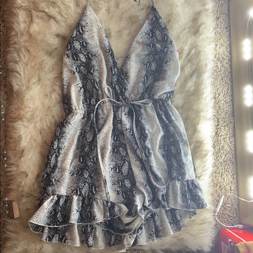 Snakeskin triangle romper